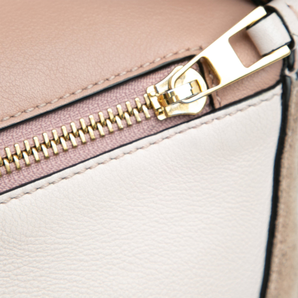 LOEWE Small Tricolor Calfskin and Suede Puzzle Satchel