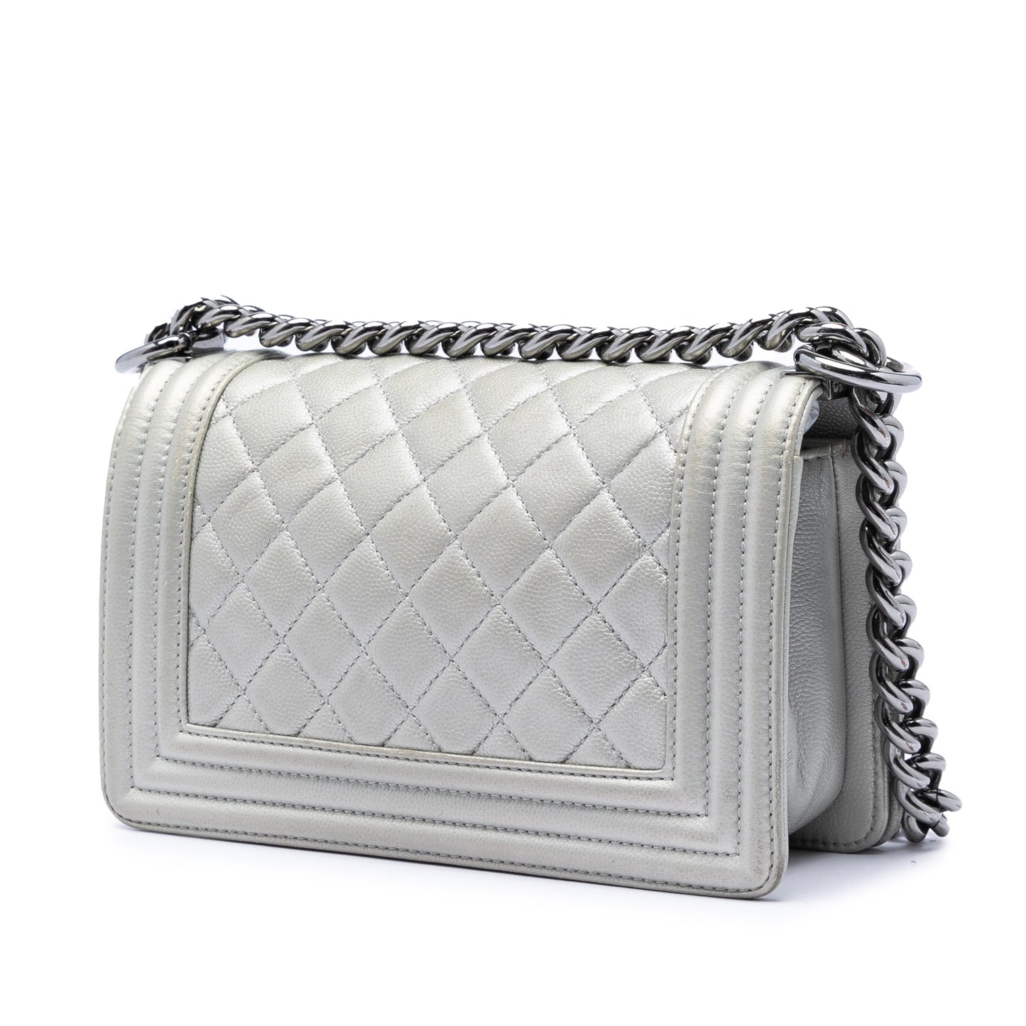 Chanel Small Quilted Metallic Caviar Boy Flap