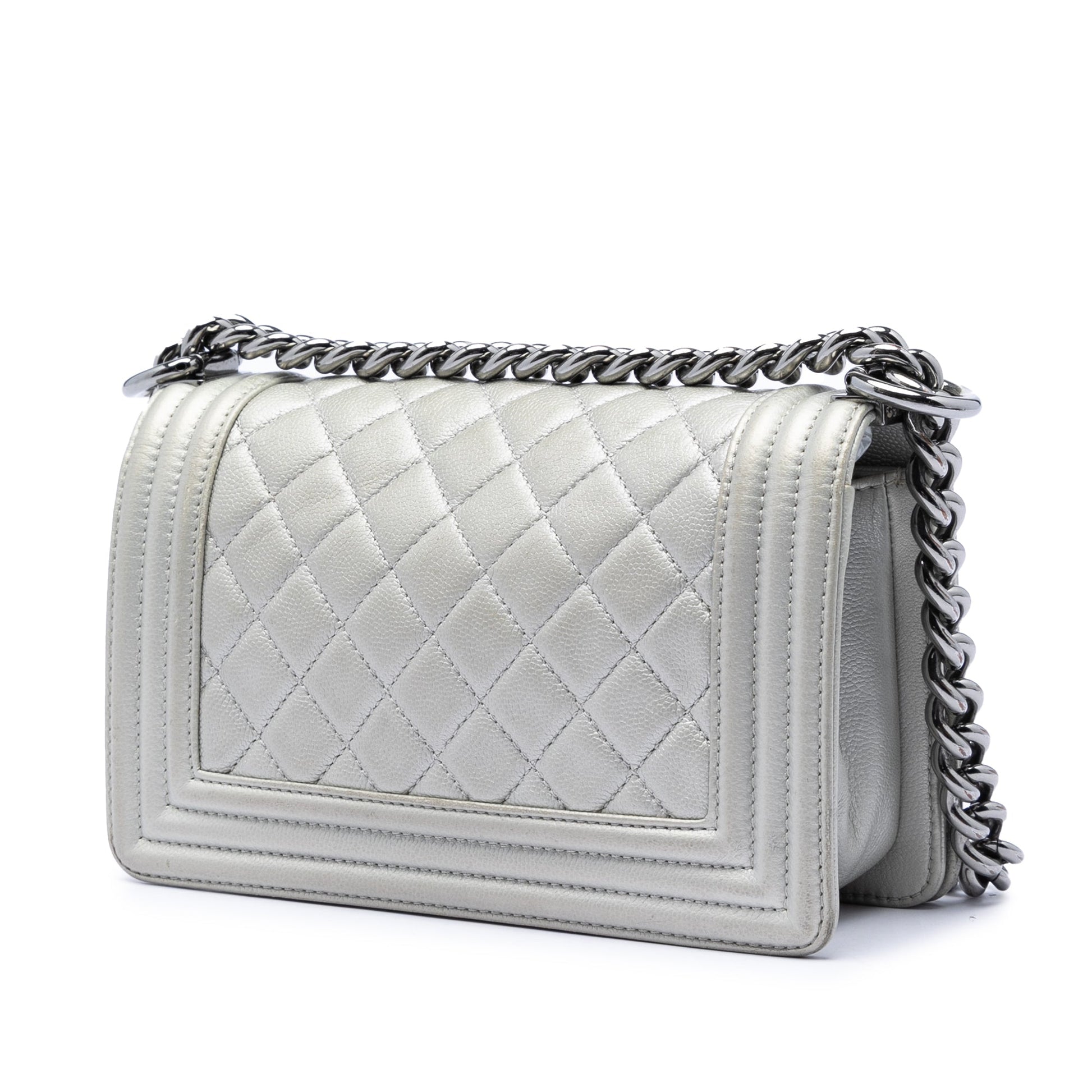 Chanel Small Quilted Metallic Caviar Boy Flap