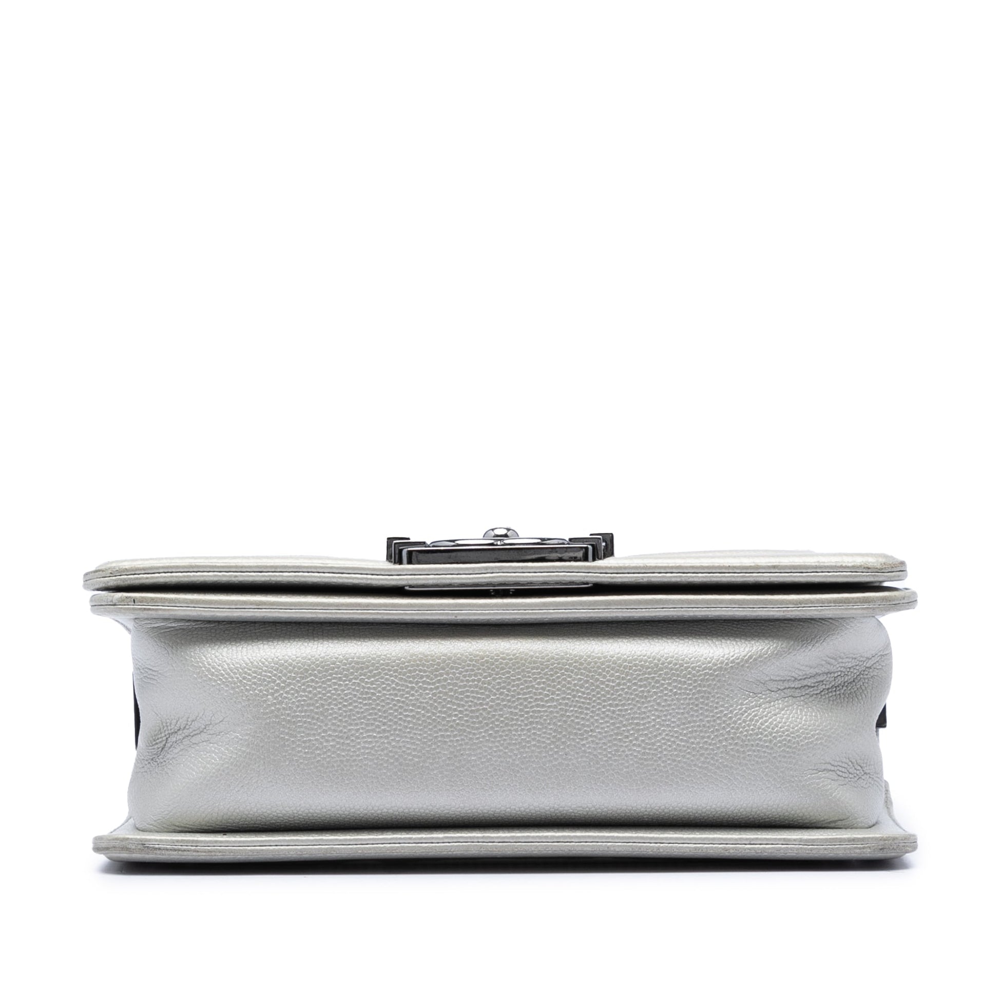 Chanel Small Quilted Metallic Caviar Boy Flap