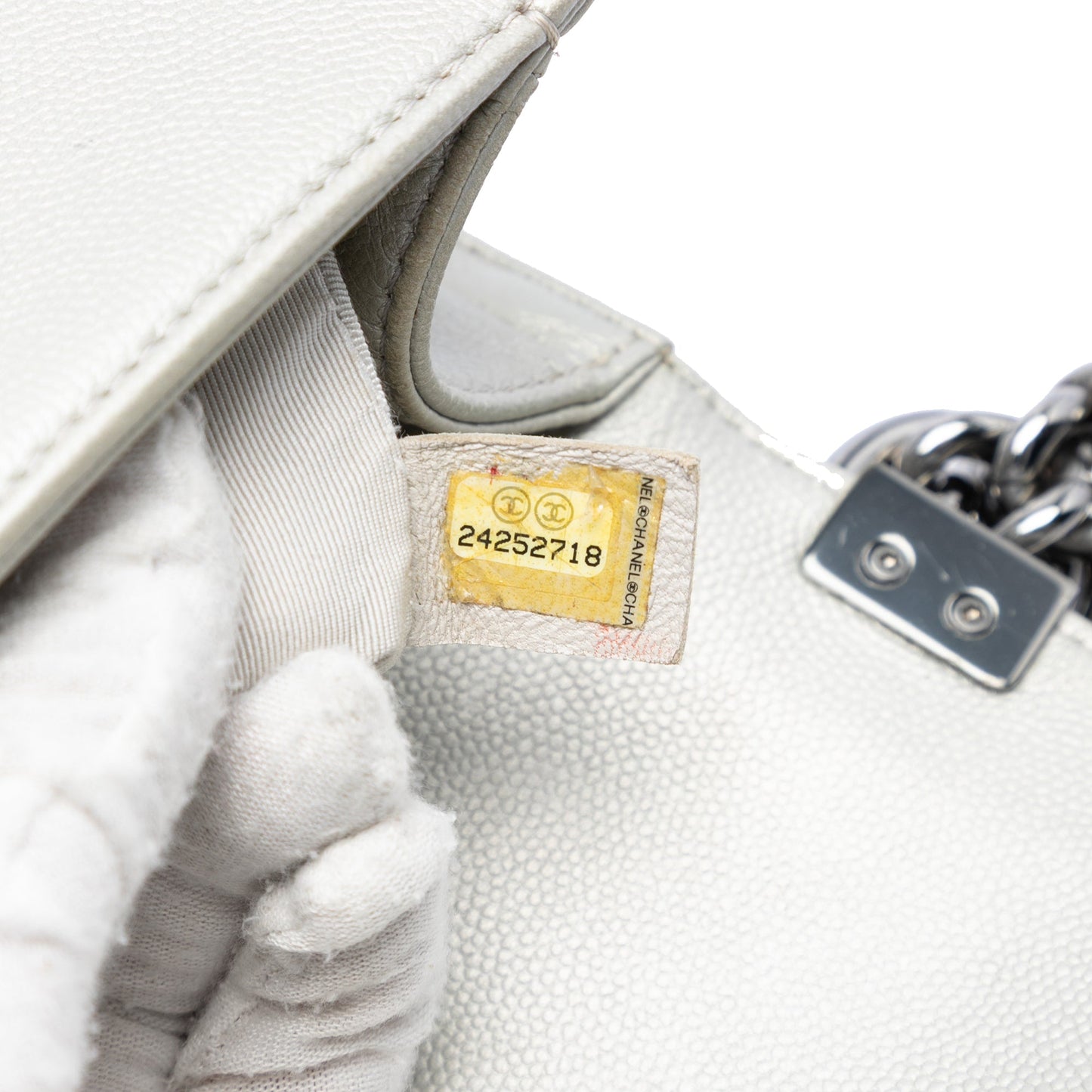 Chanel Small Quilted Metallic Caviar Boy Flap