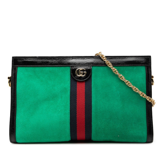 Gucci Medium Suede Web Ophidia Chain Shoulder Bag