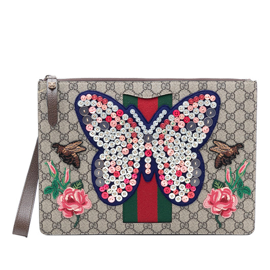GG Supreme Web Butterfly Clutch
