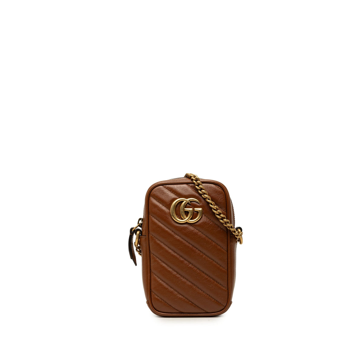 Gucci Mini GG Marmont Matelasse Calfskin Crossbody — Brown