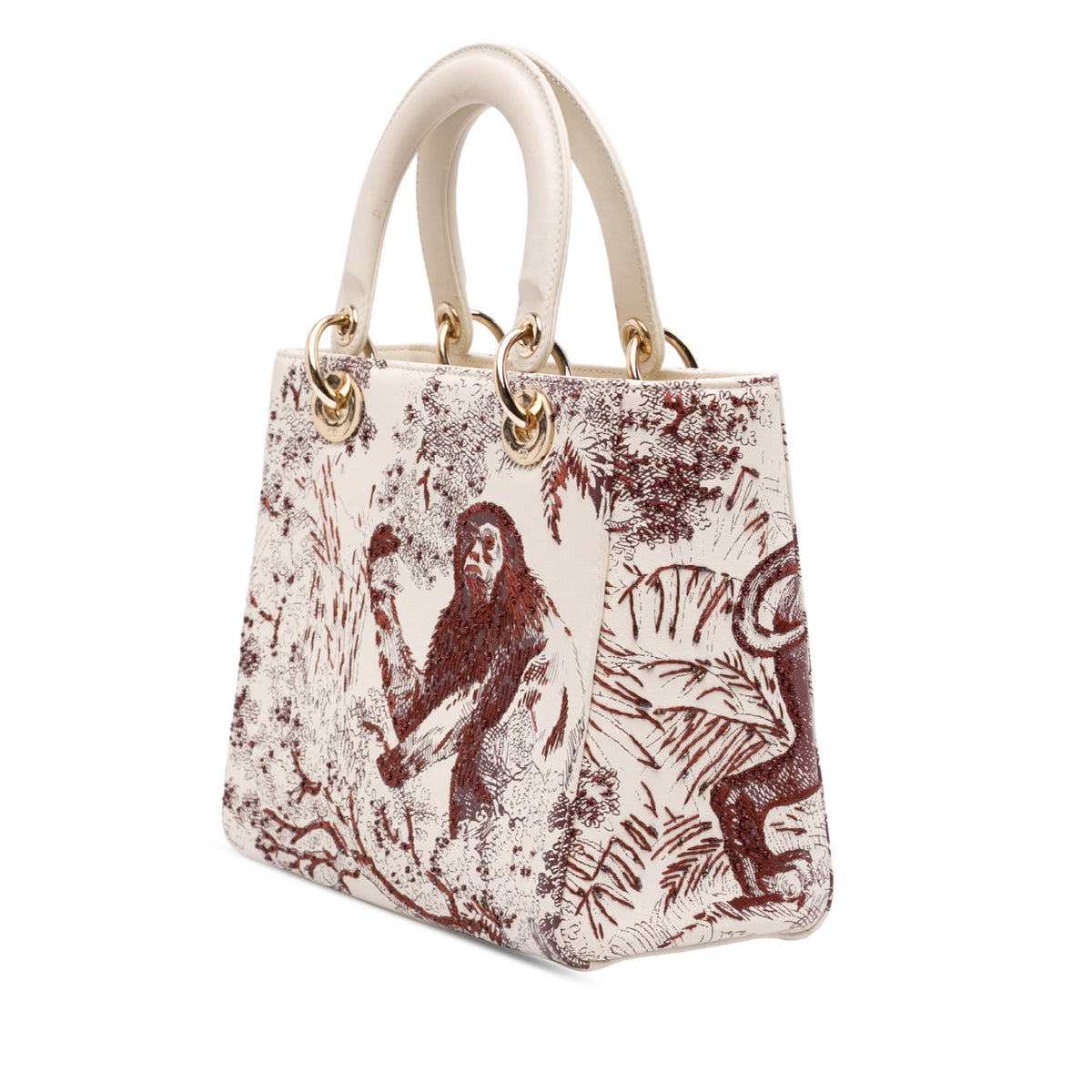 Dior Medium Smooth Calfskin Embroidered Beaded Toile de Jouy Lady Dior