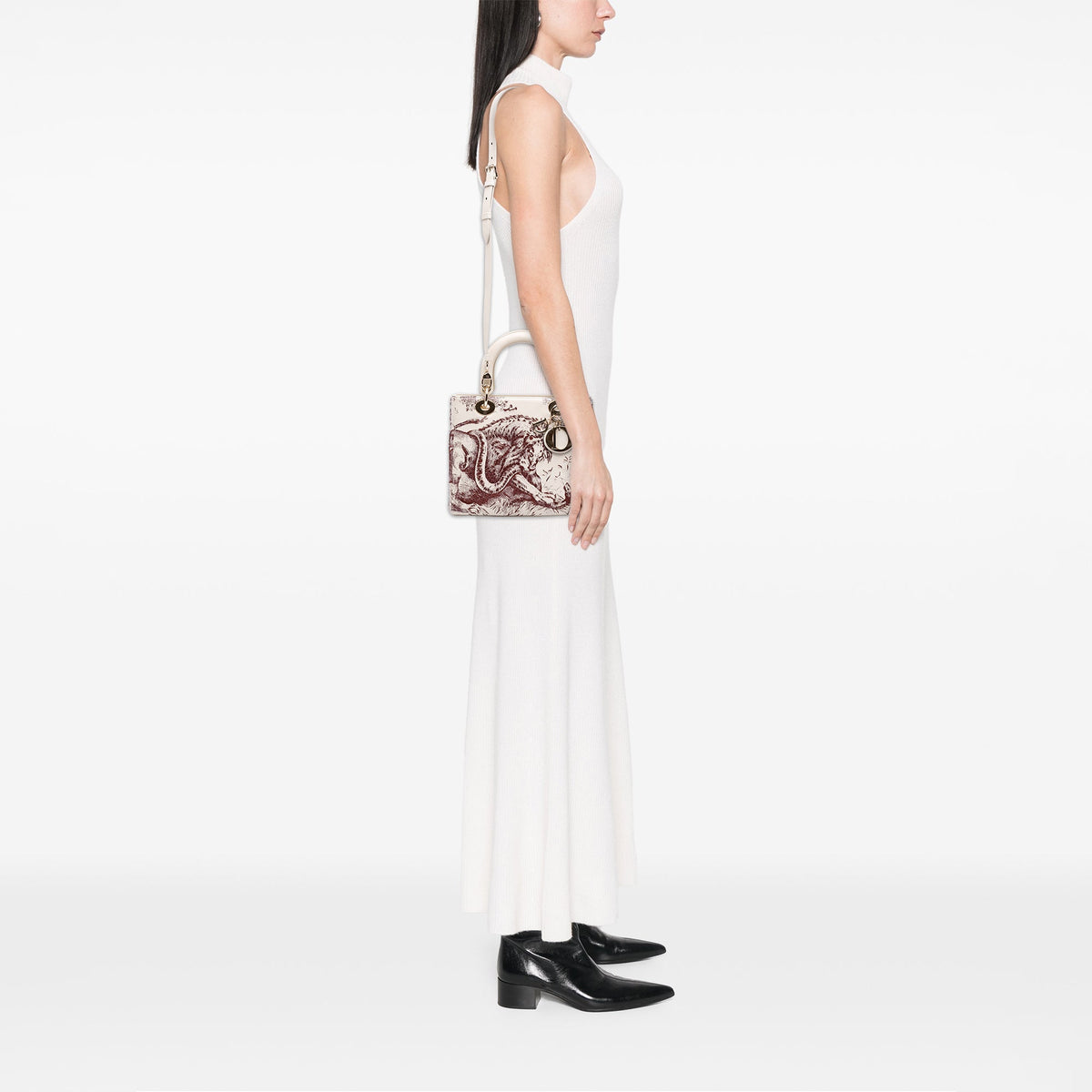 Dior Medium Smooth Calfskin Embroidered Beaded Toile de Jouy Lady Dior