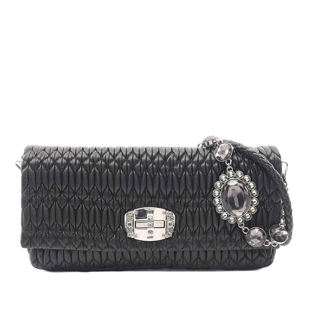 Miu Miu Matelasse Nappa Crystal Chain Satchel