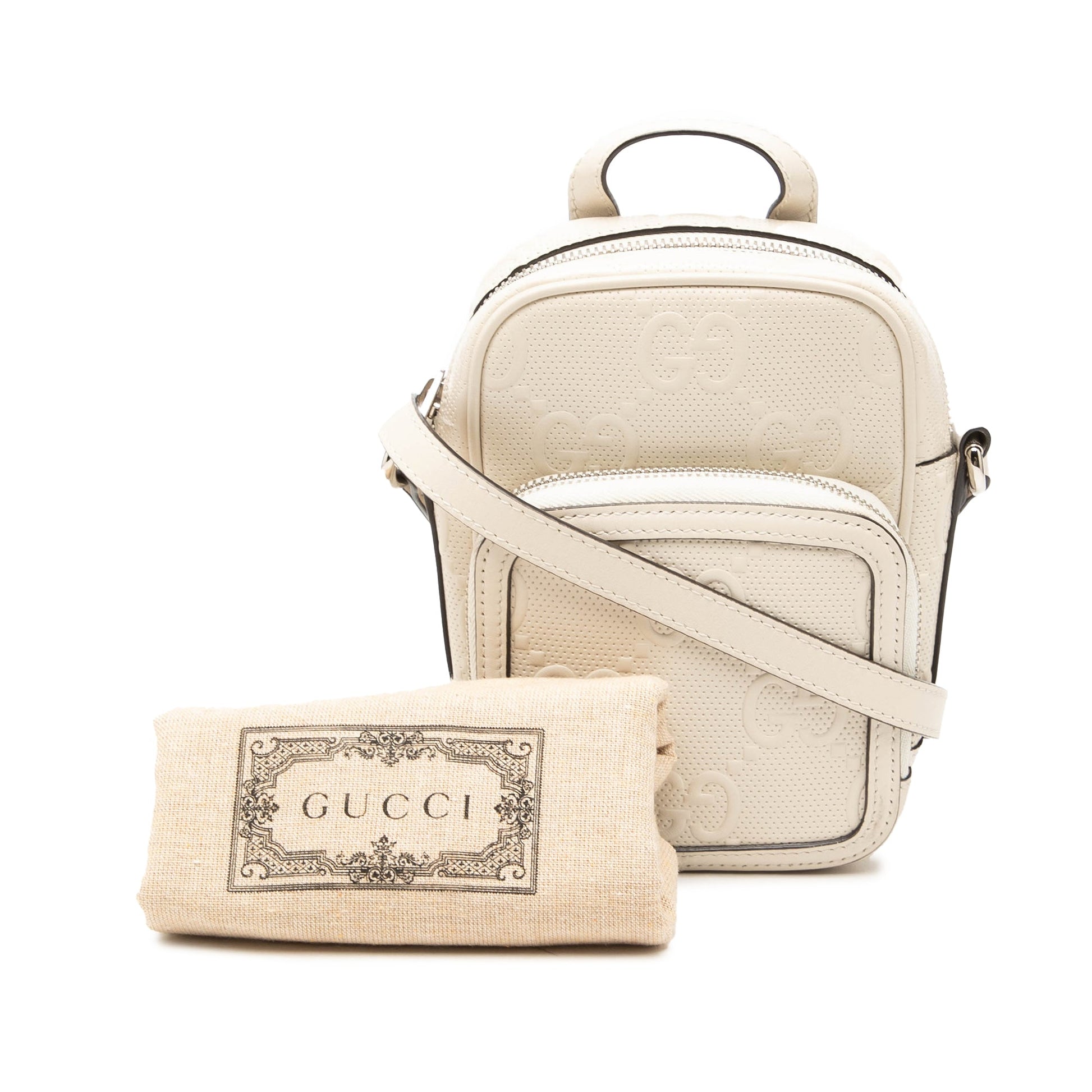 Gucci Mini GG Embossed Perforated Calfskin Satchel