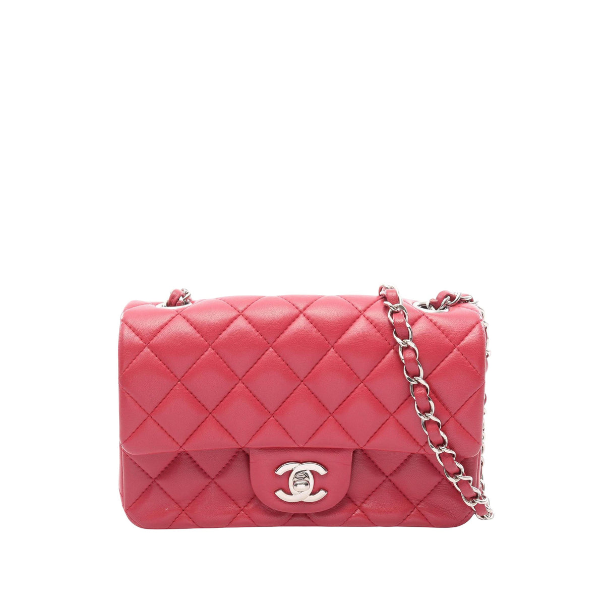 Chanel Mini Rectangular Classic Lambskin Single Flap — Pink