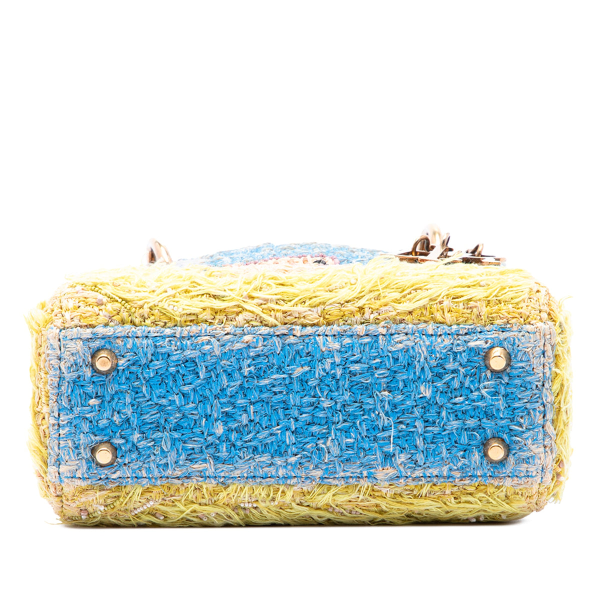 Dior Limited Edition Brian Calvin Lady Art Mini Beaded Raffia Lady Dior — Blue