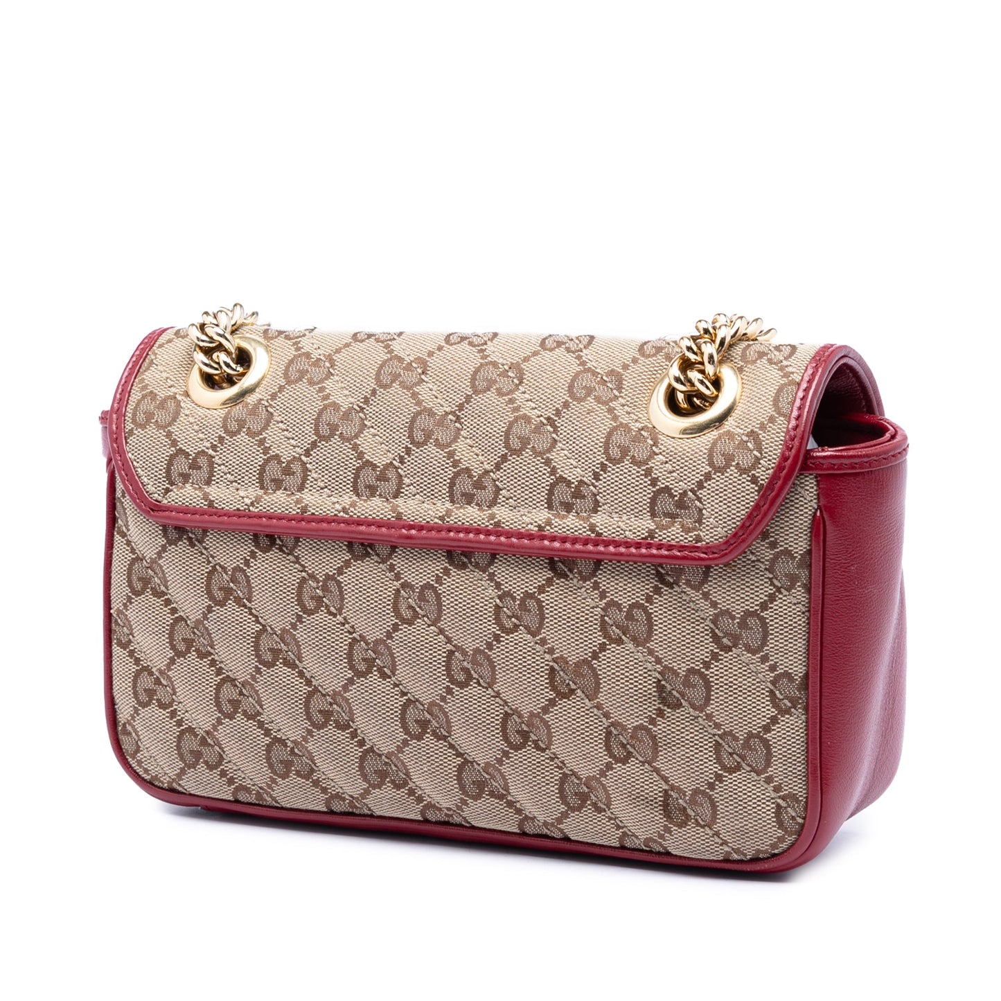 Gucci Small GG Marmont Matelasse Diagonal GG Canvas and Leather Shoulder Bag