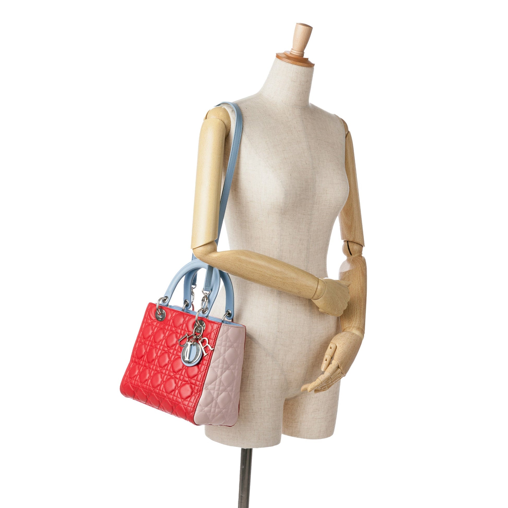 Dior Medium Tricolor Lambskin Cannage Lady Dior