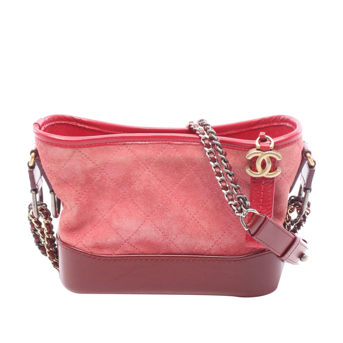 Chanel Small Quilted Suede Gabrielle Hobo — Red