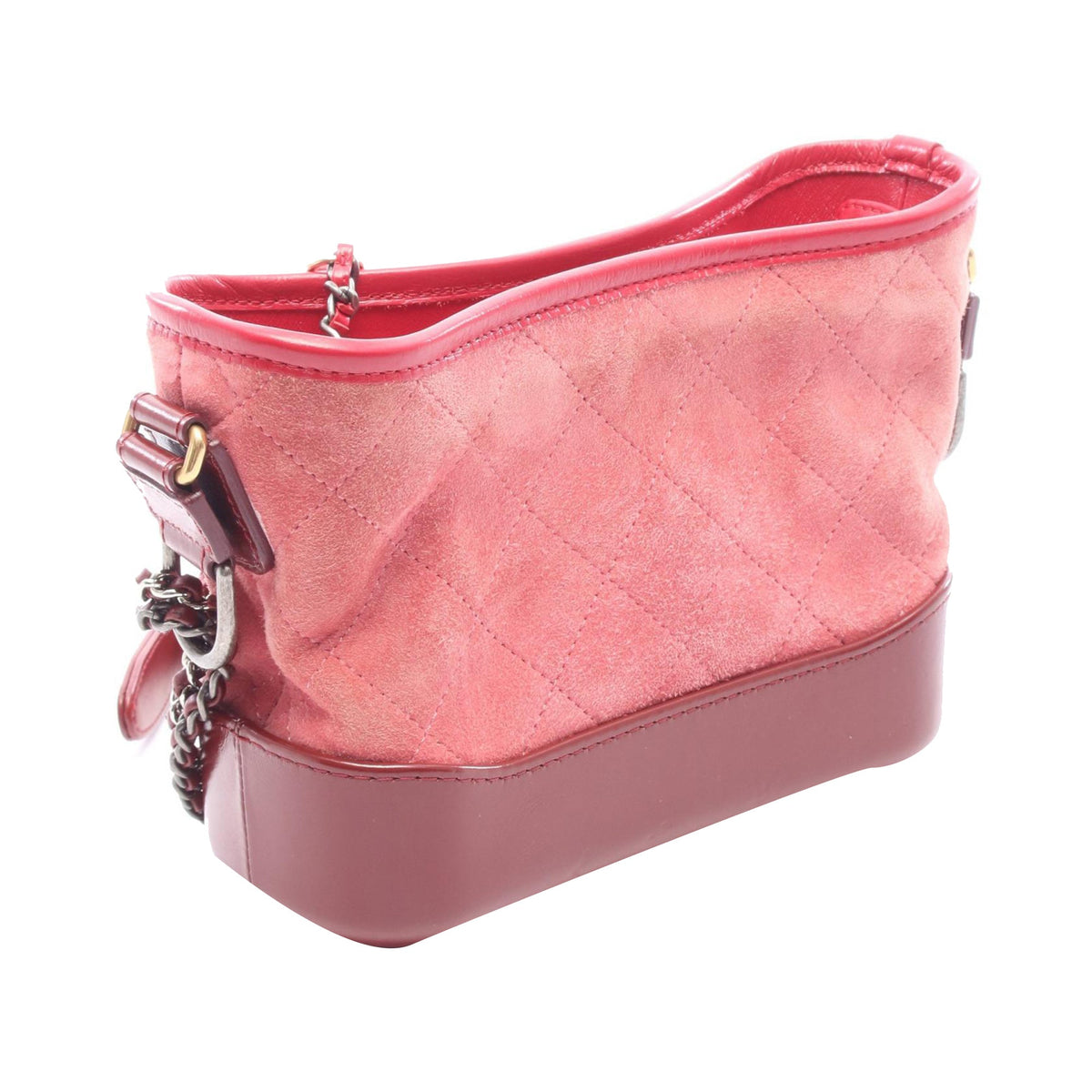 Chanel Small Quilted Suede Gabrielle Hobo — Red