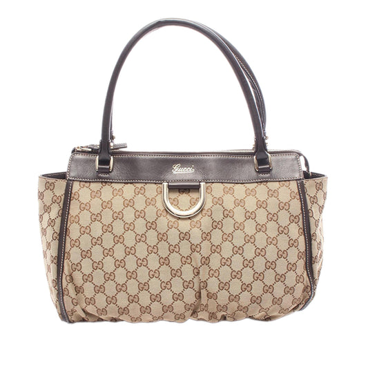 Gucci GG Canvas Abbey D Ring Tote — Beige