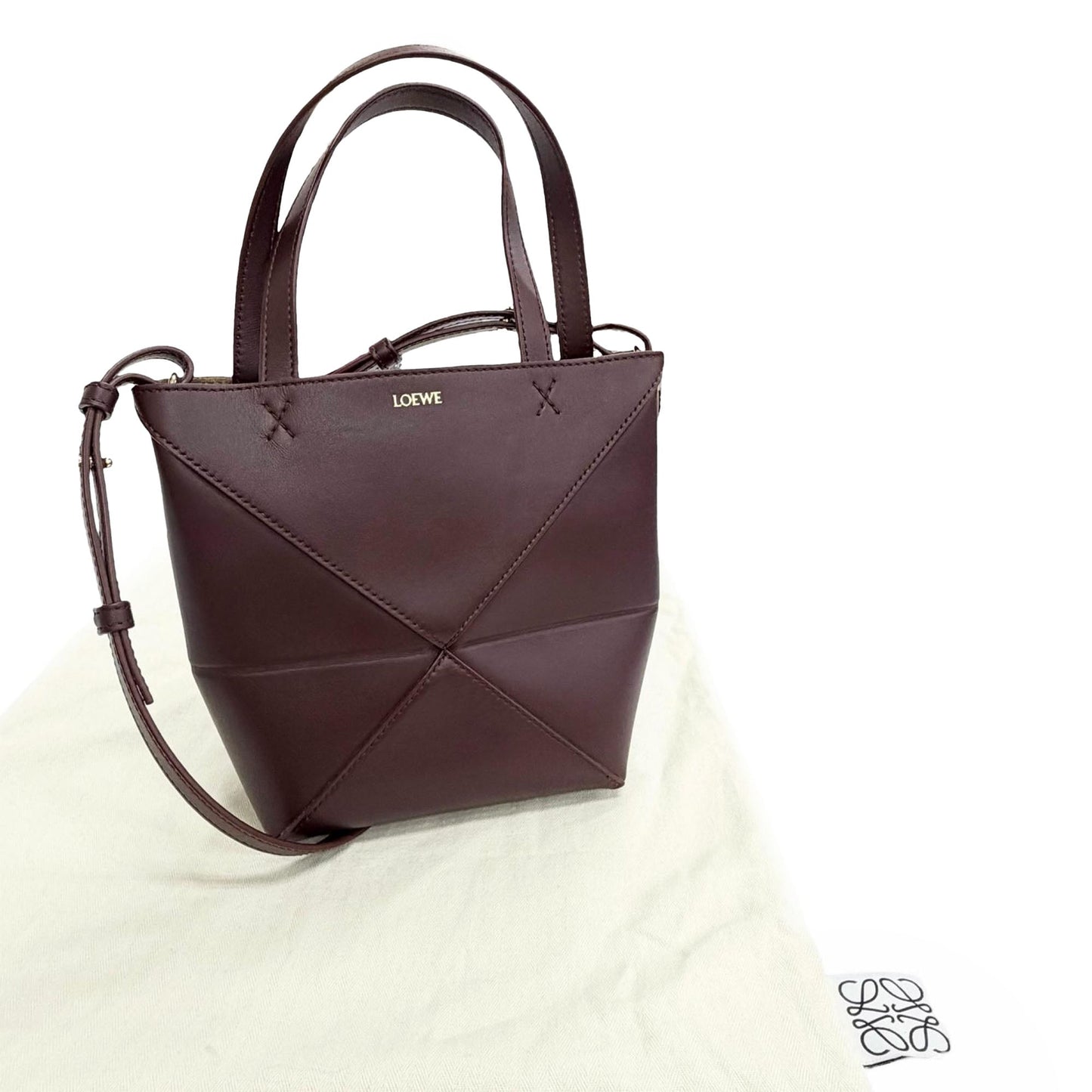 LOEWE Mini Shiny Calfskin Puzzle Fold Tote
