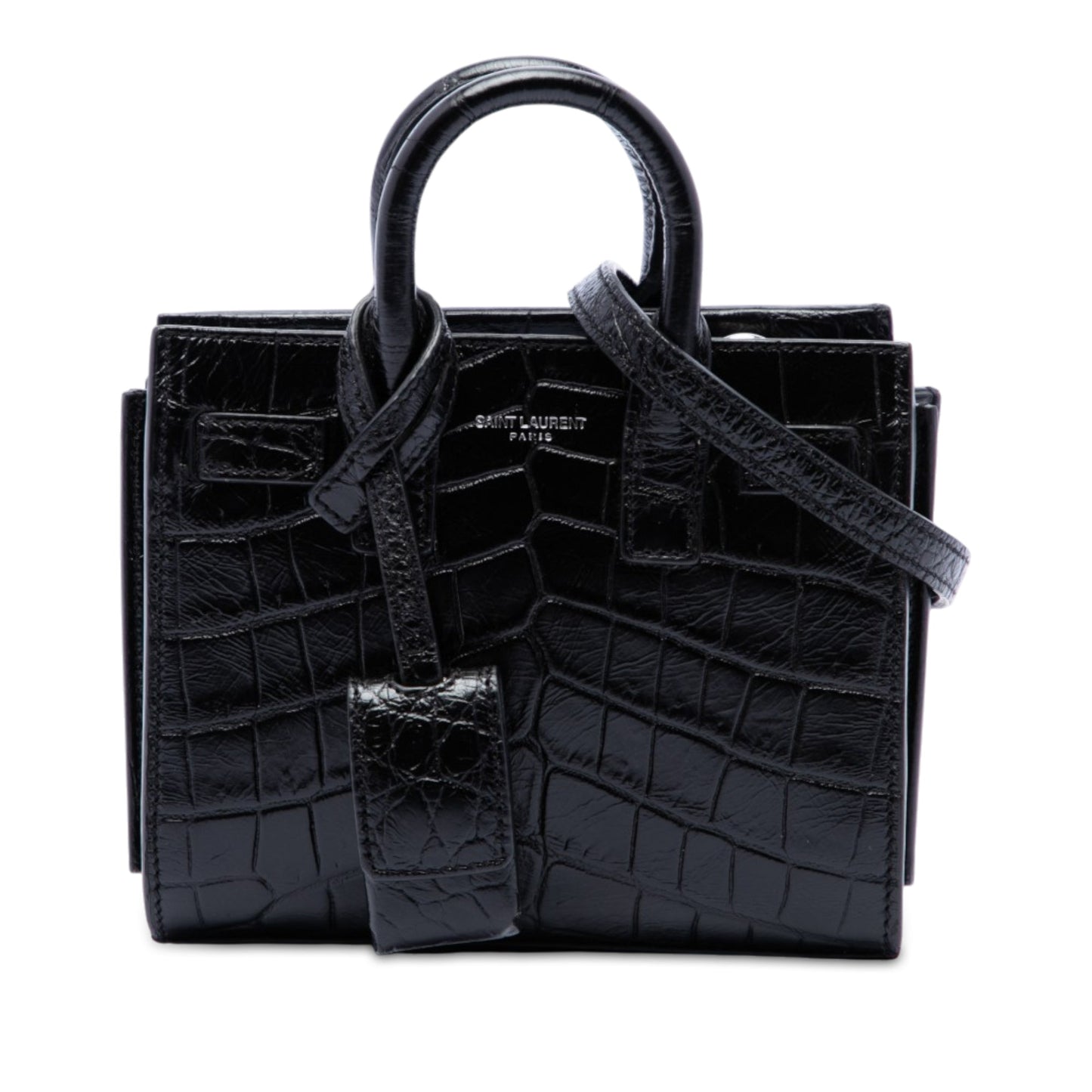 Saint Laurent Toy Croc Embossed Leather Sac De Jour Satchel