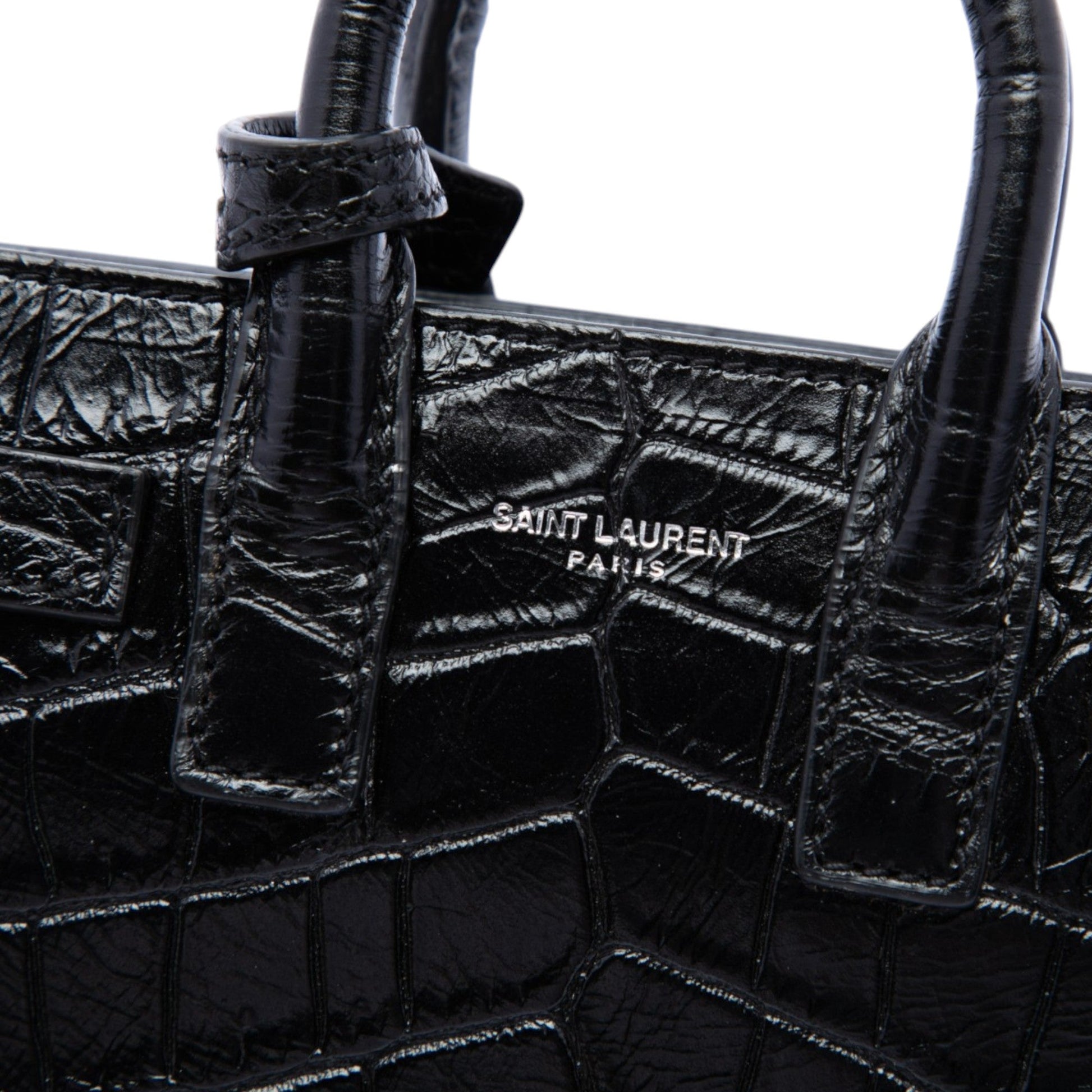 Saint Laurent Toy Croc Embossed Leather Sac De Jour Satchel