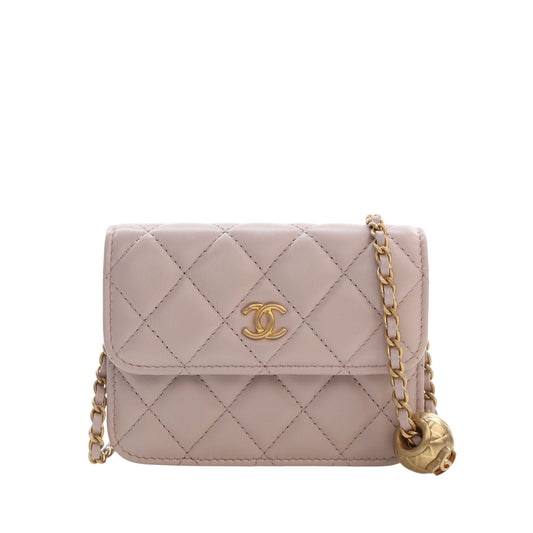 Chanel Mini Lambskin Pearl Crush Clutch On Chain