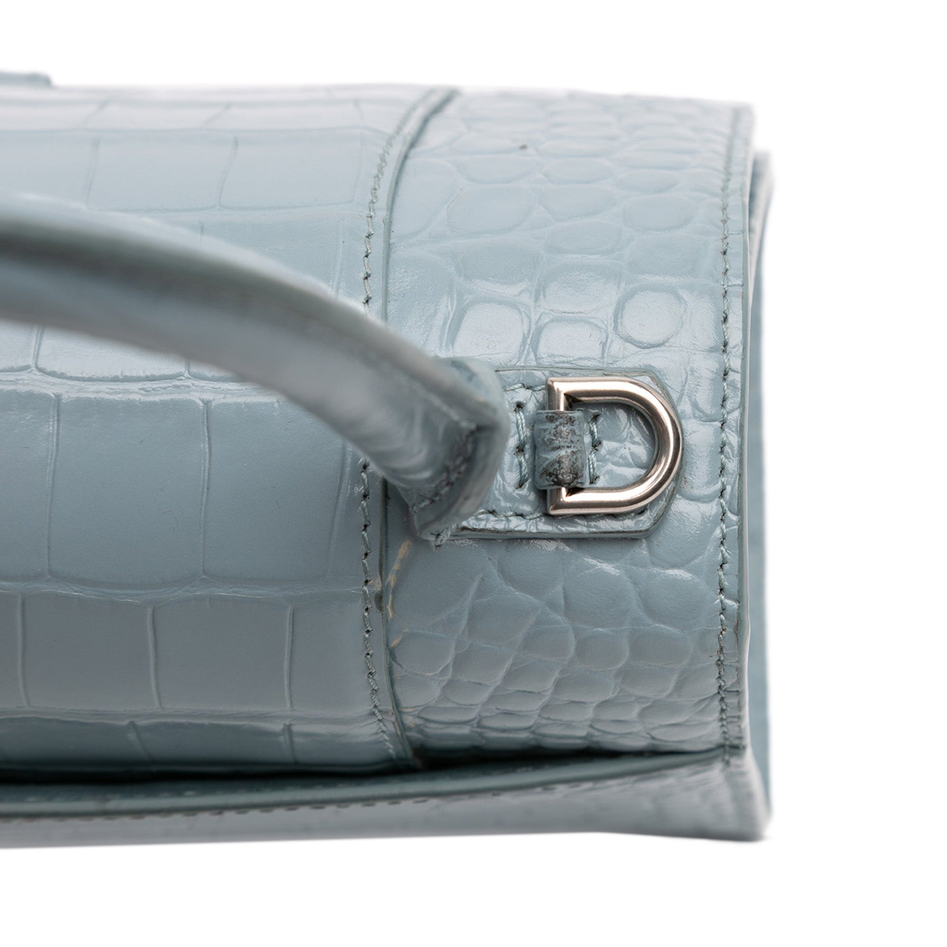 Balenciaga Small Croc Embossed Hourglass Top Handle Bag