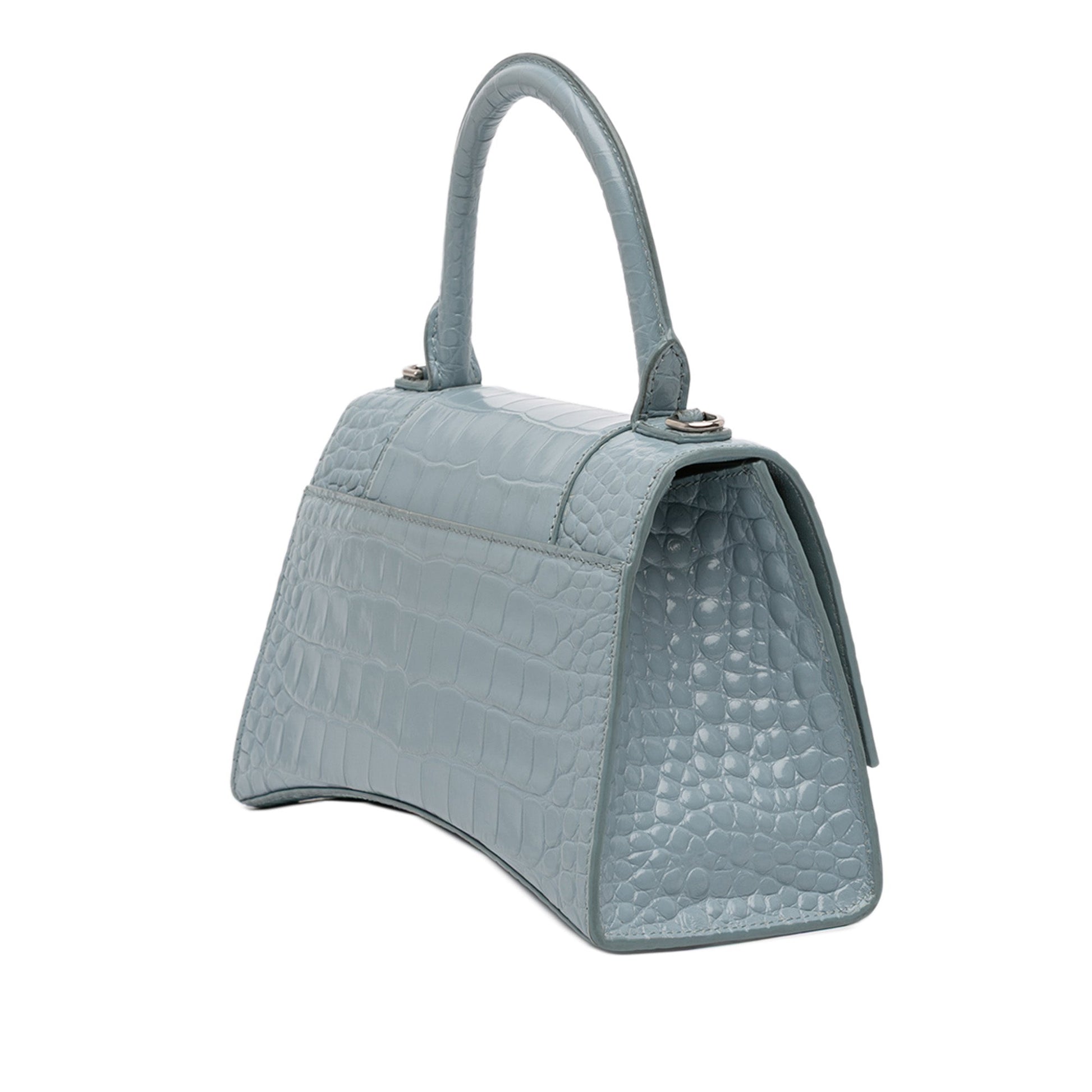 Balenciaga Small Croc Embossed Hourglass Top Handle Bag