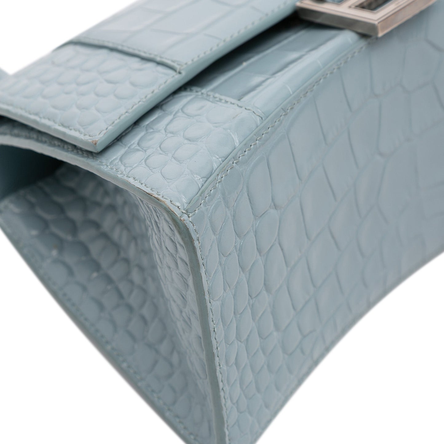Balenciaga Small Croc Embossed Hourglass Top Handle Bag