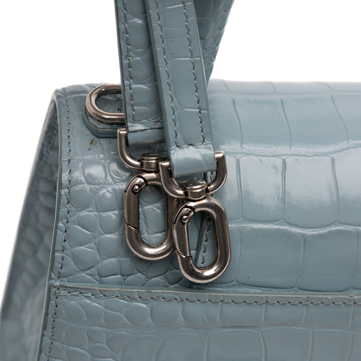 Balenciaga Small Croc Embossed Hourglass Top Handle Bag