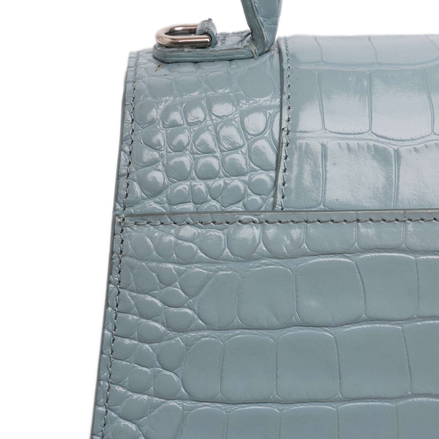 Balenciaga Small Croc Embossed Hourglass Top Handle Bag