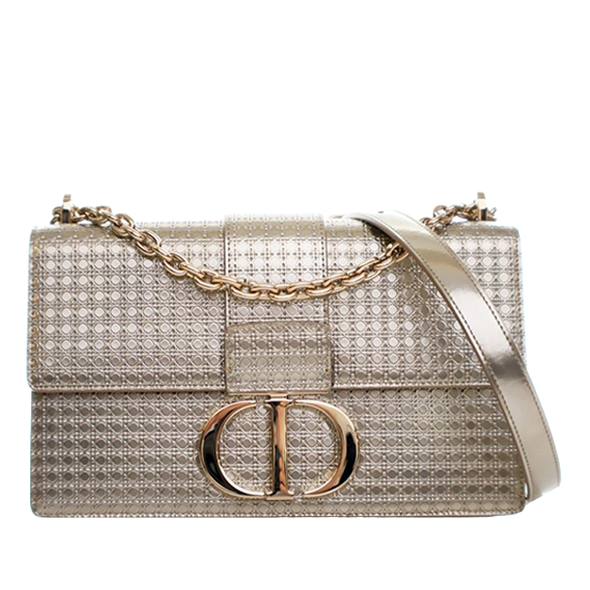 Dior Metallic Calfskin Microcannage 30 Montaigne Chain Flap