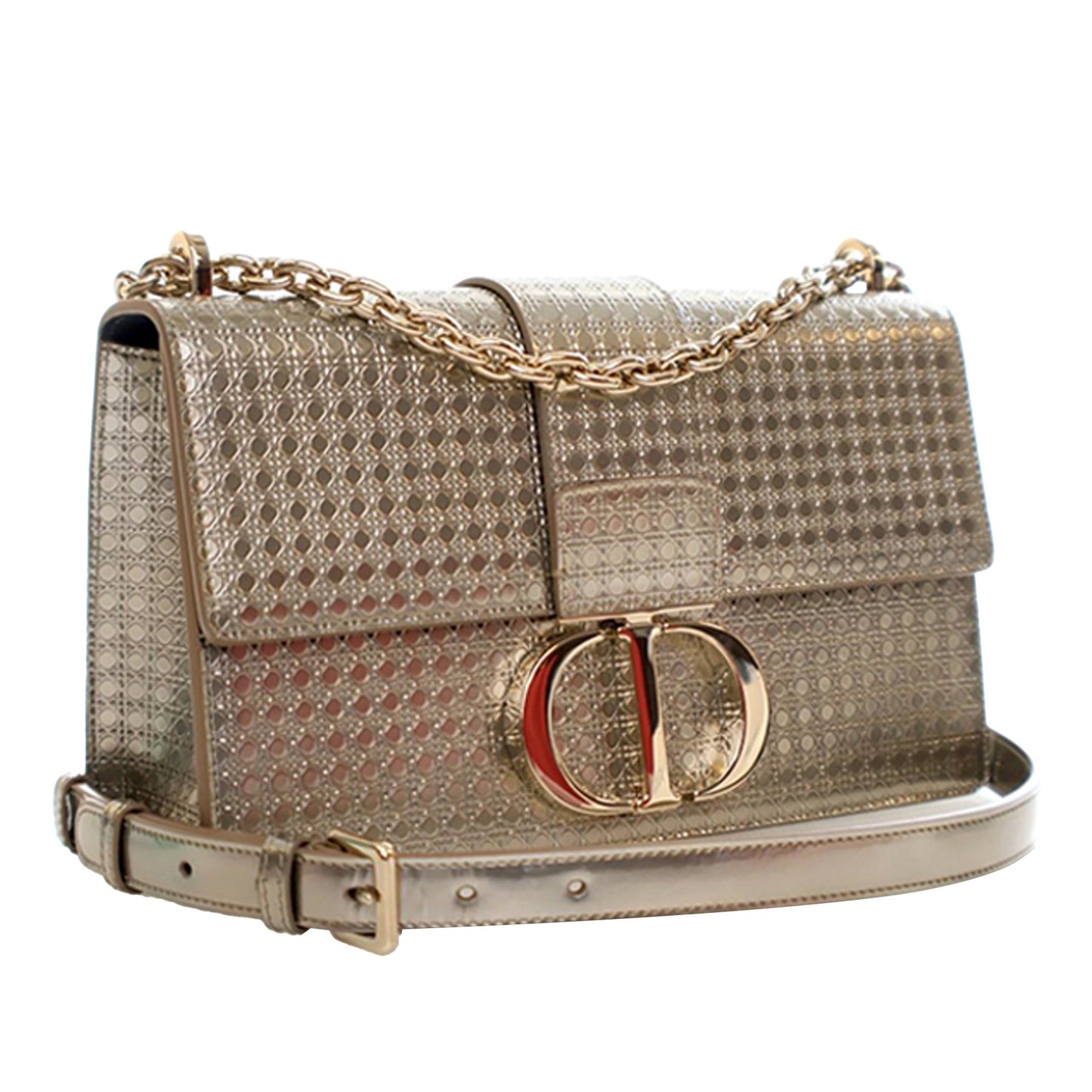 Dior Metallic Calfskin Microcannage 30 Montaigne Chain Flap
