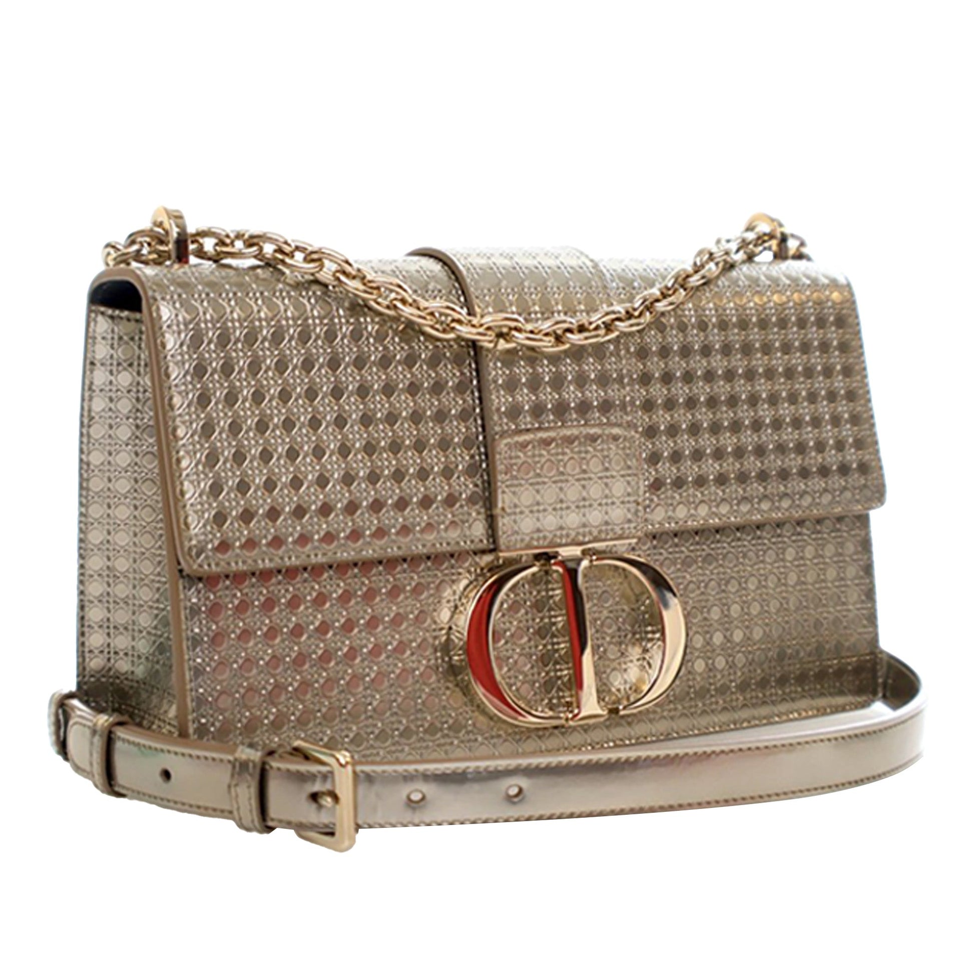 Dior Metallic Calfskin Microcannage 30 Montaigne Chain Flap