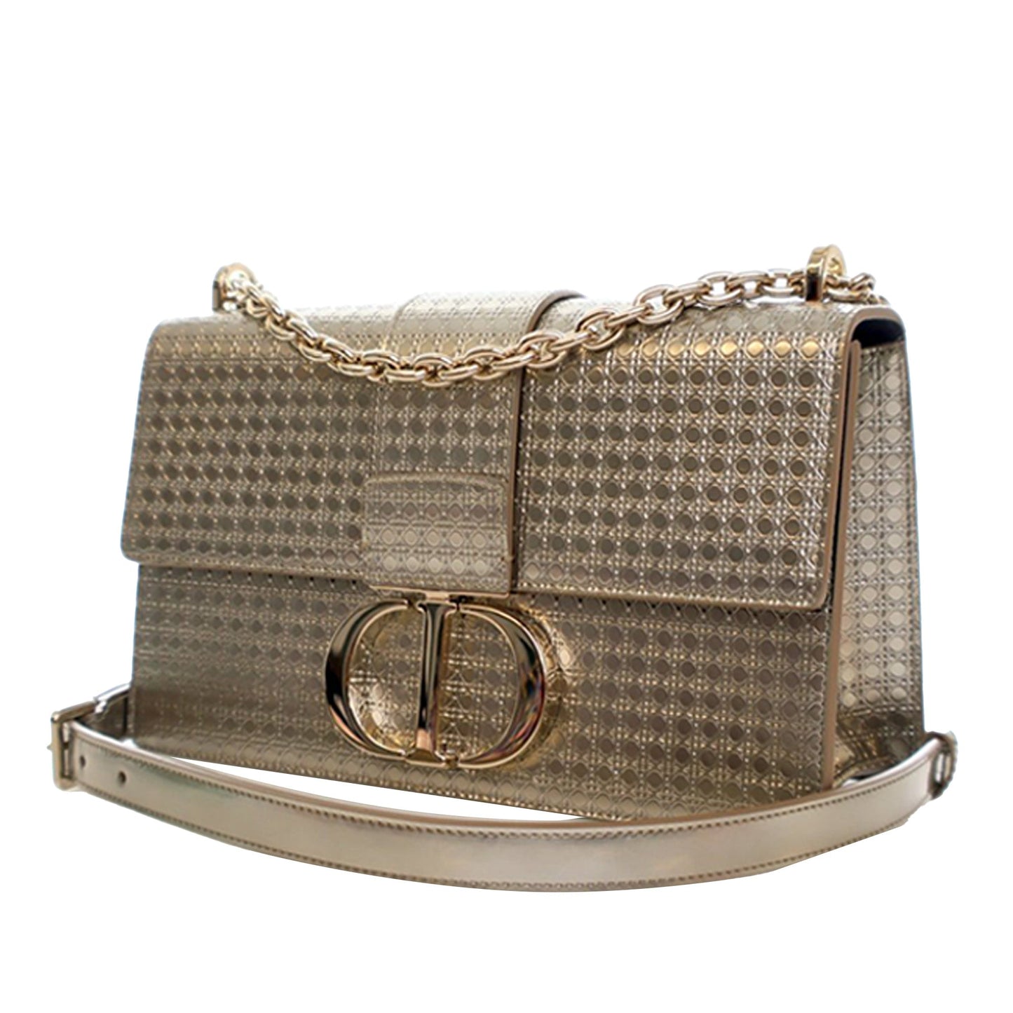 Dior Metallic Calfskin Microcannage 30 Montaigne Chain Flap