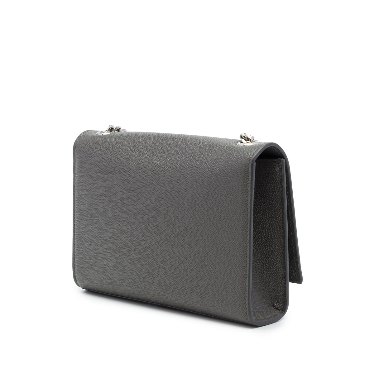 Saint Laurent Small Grain de Poudre Monogram Kate Tassel Crossbody — Gray