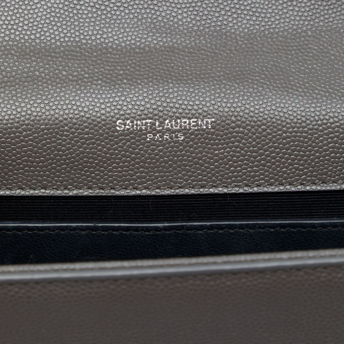Saint Laurent Small Grain de Poudre Monogram Kate Tassel Crossbody — Gray