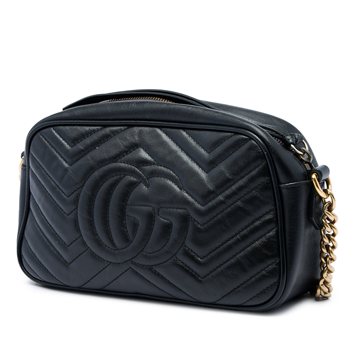 Gucci Small GG Marmont Matelasse Calfskin Crossbody — Black