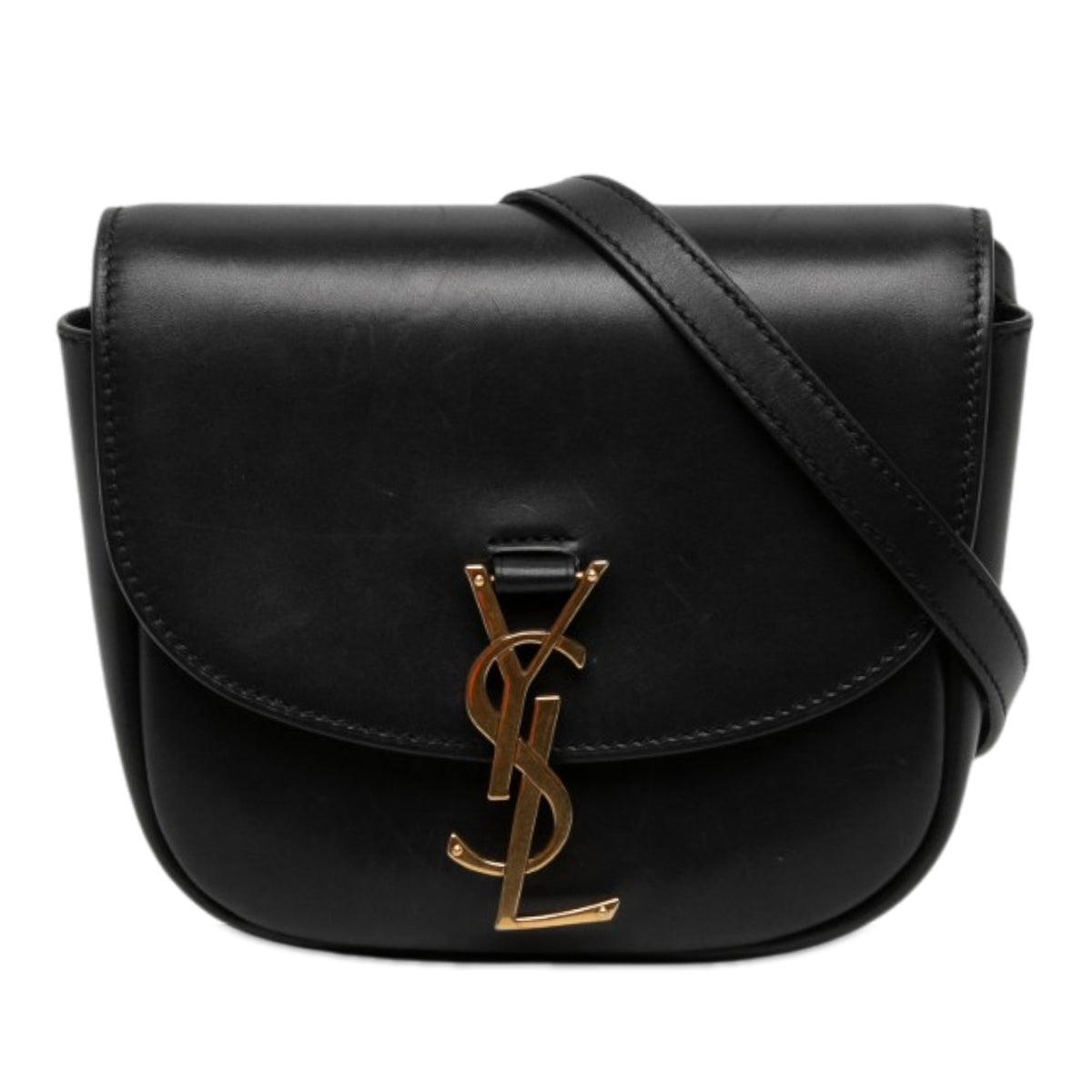 Saint Laurent Small Leather Monogram Kaia Crossbody — Black