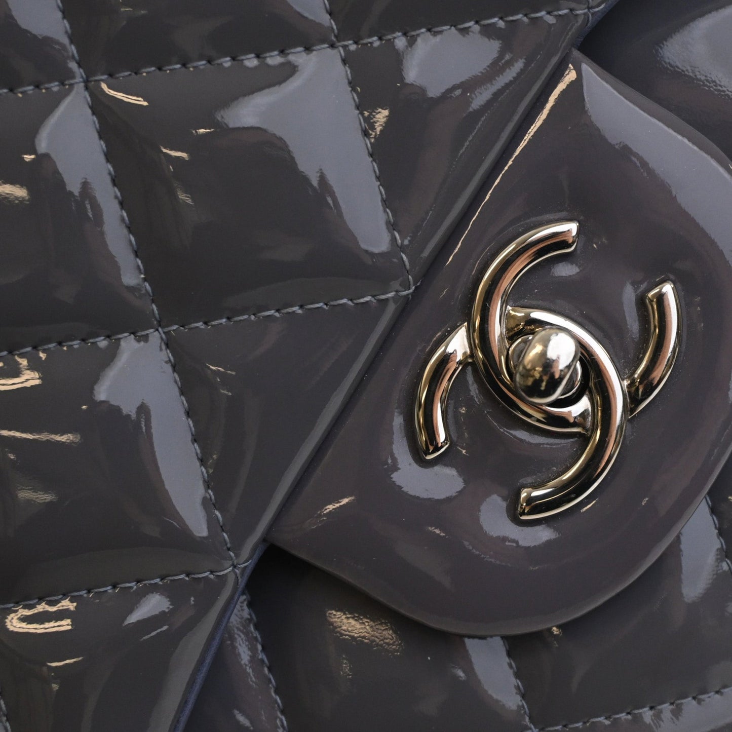Chanel Jumbo Classic Striped Patent Double Flap