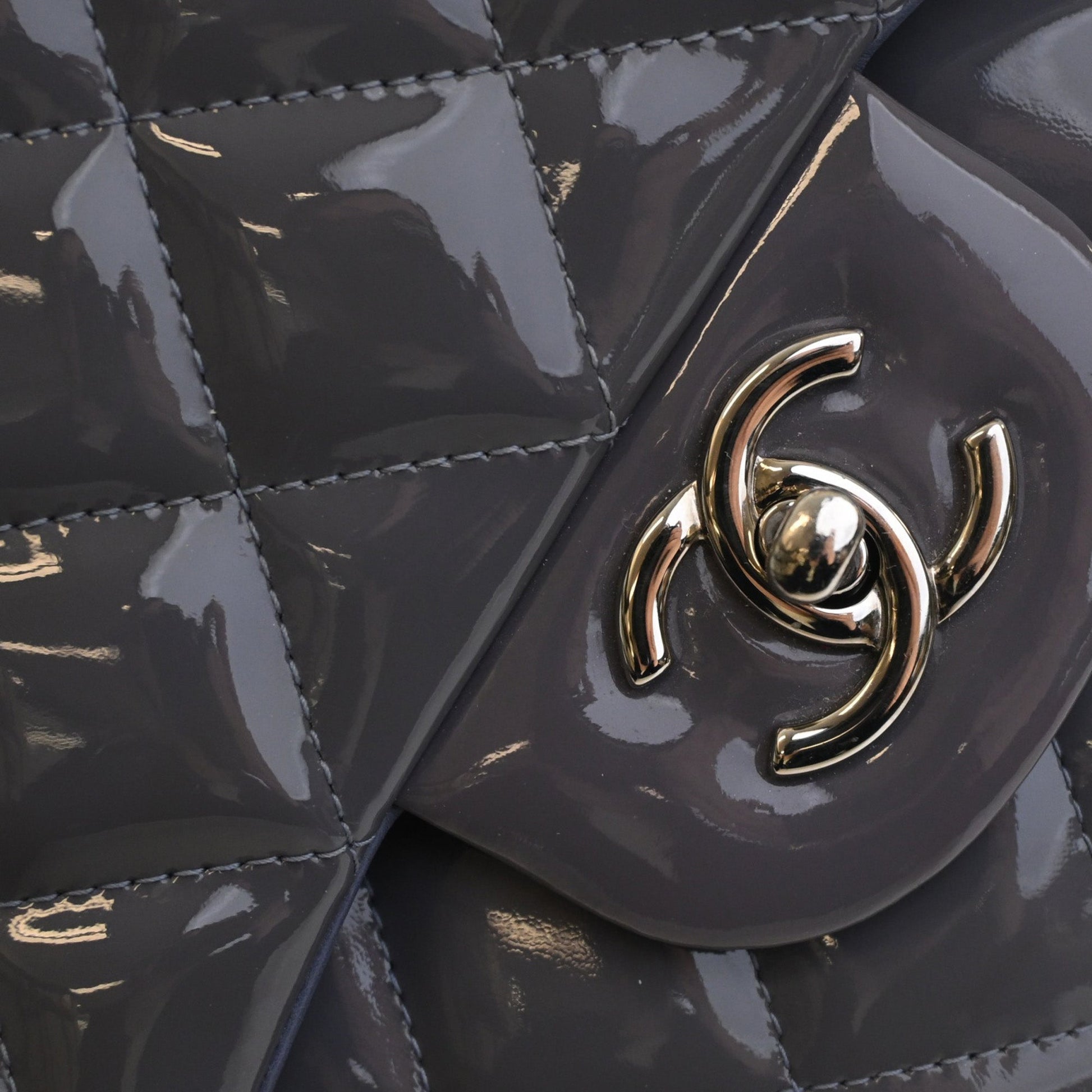 Chanel Jumbo Classic Striped Patent Double Flap