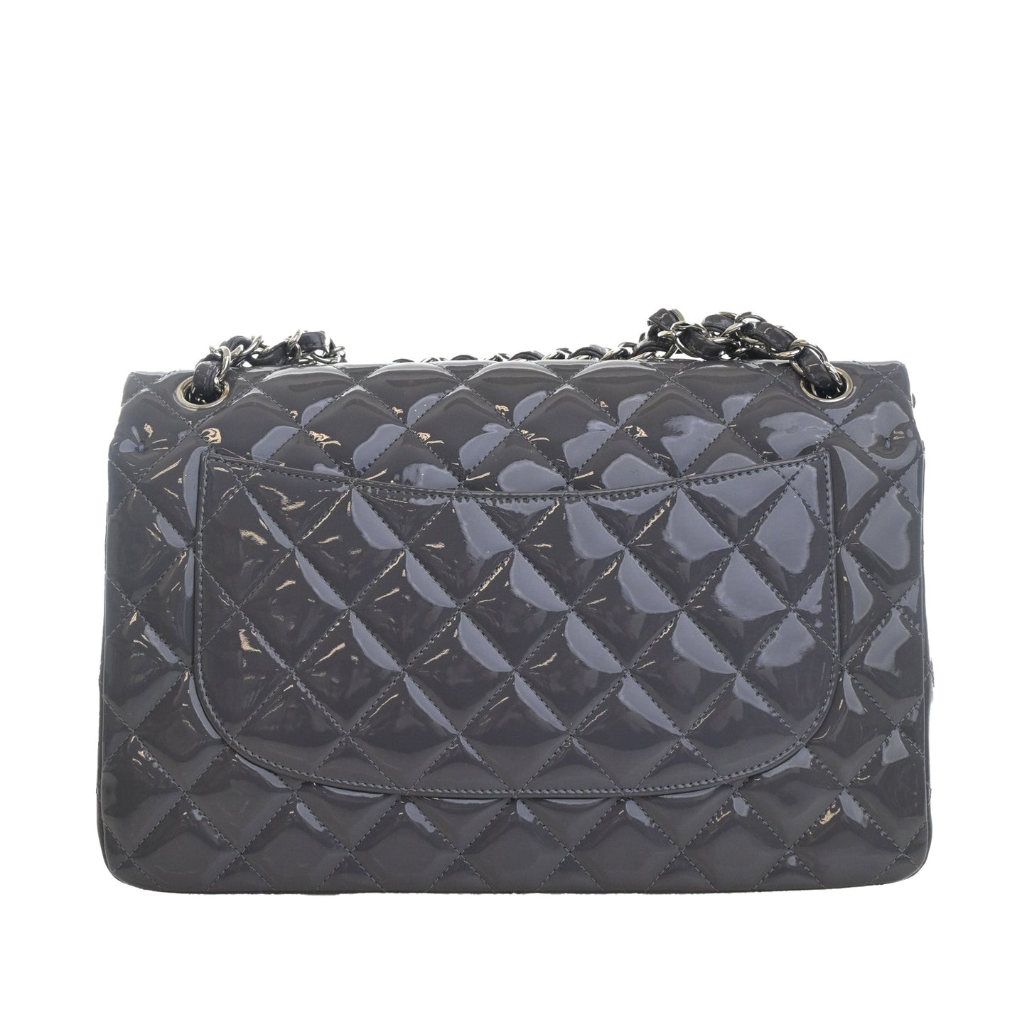 Chanel Jumbo Classic Striped Patent Double Flap