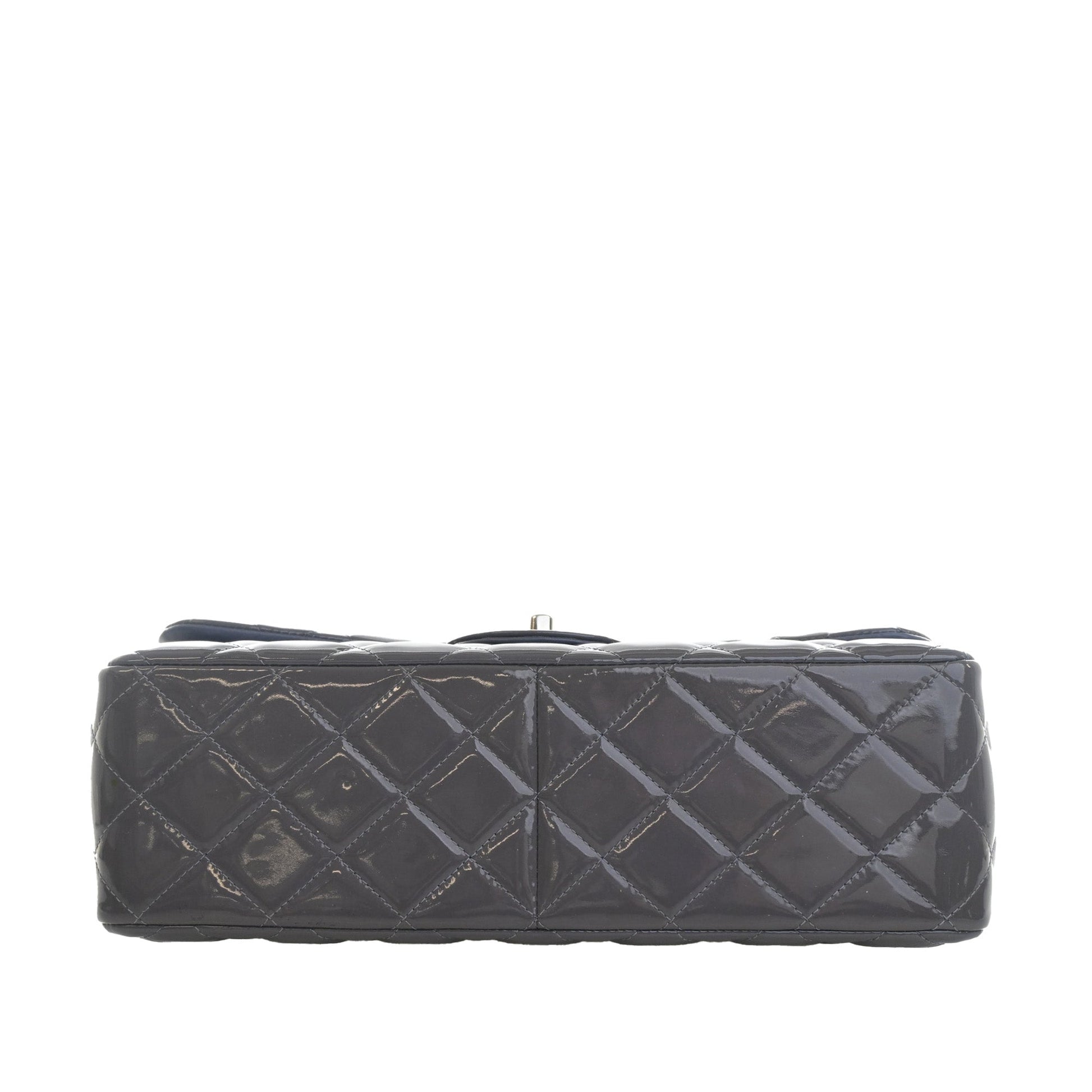 Chanel Jumbo Classic Striped Patent Double Flap