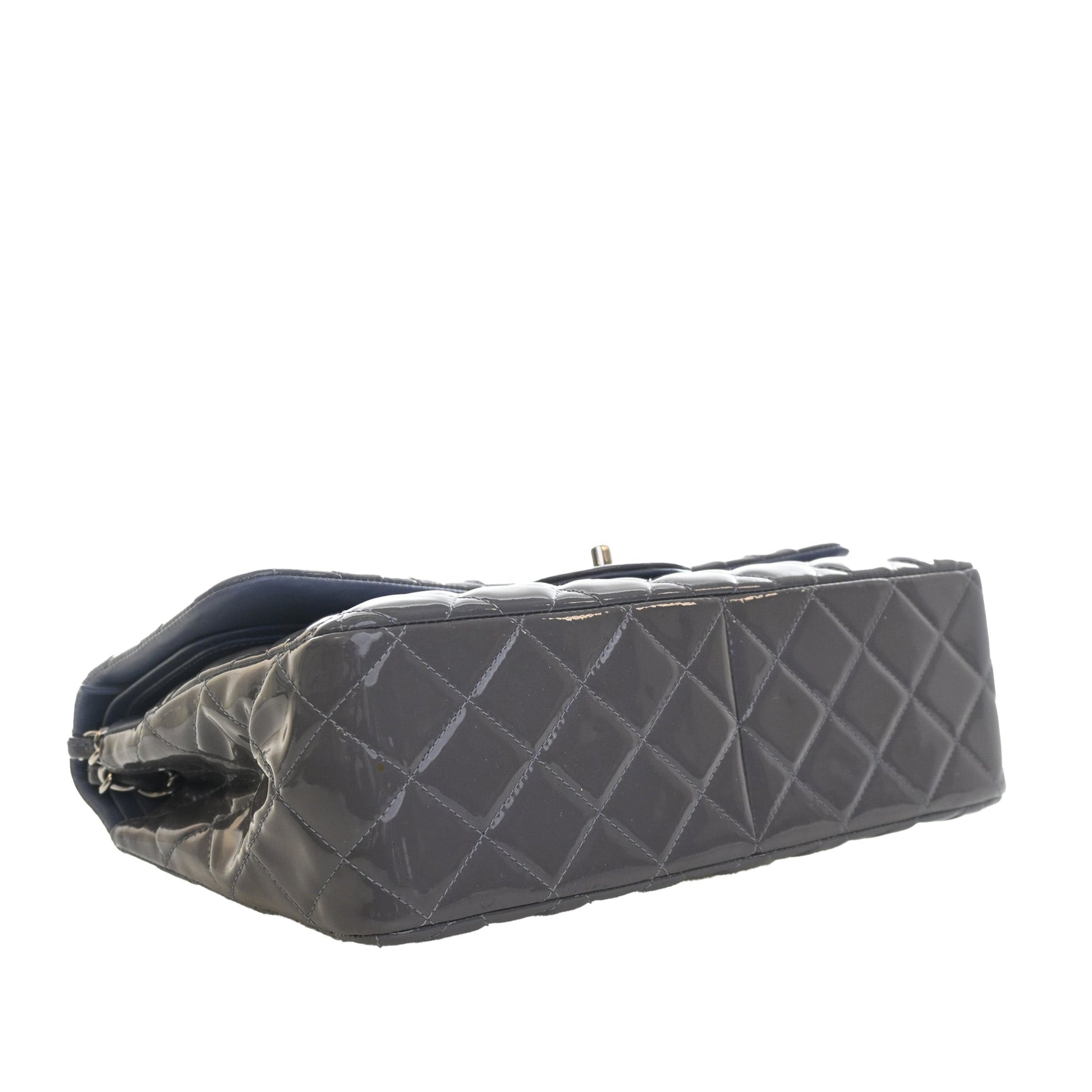 Chanel Jumbo Classic Striped Patent Double Flap