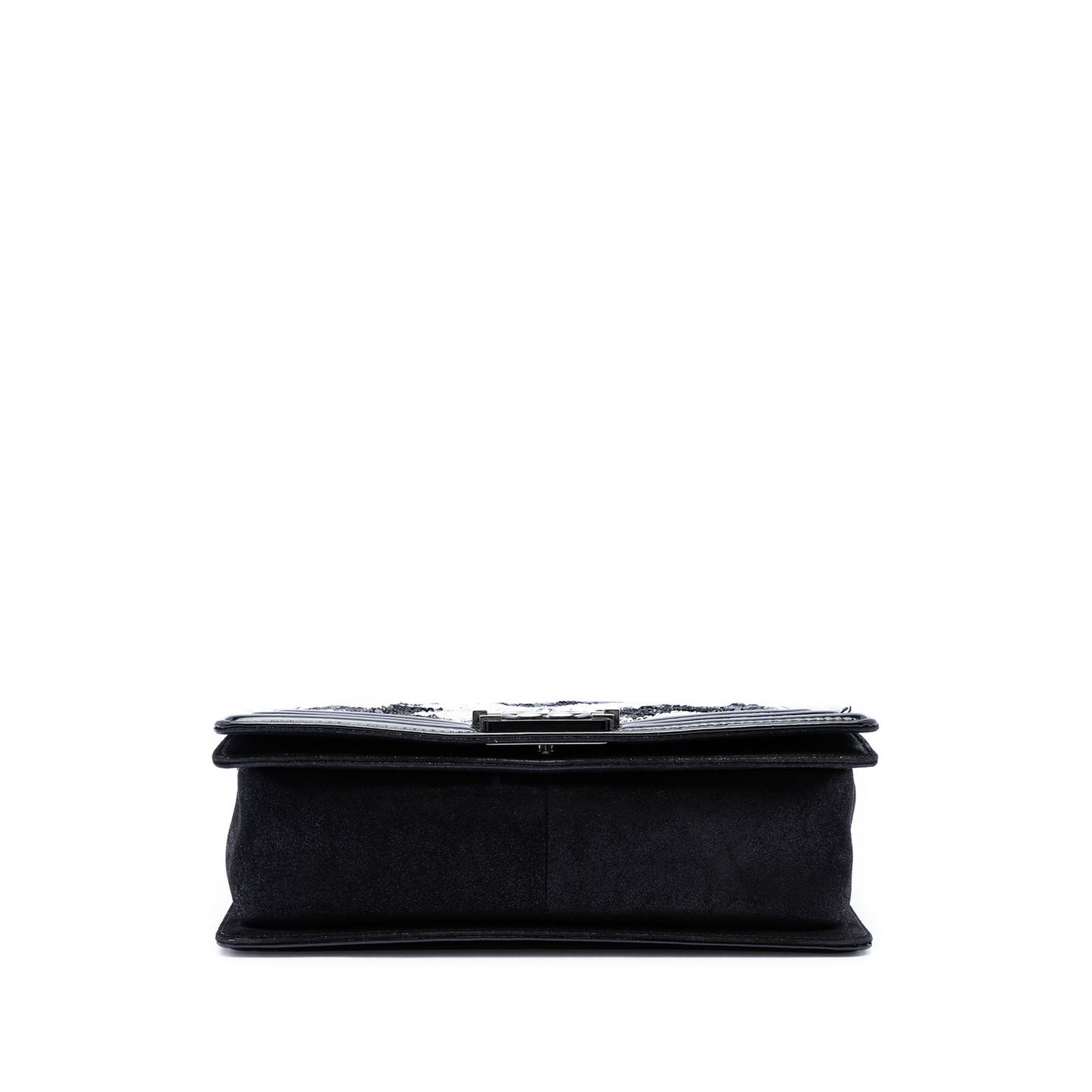 Chanel Old Medium Sequin And Patent Boy Flap