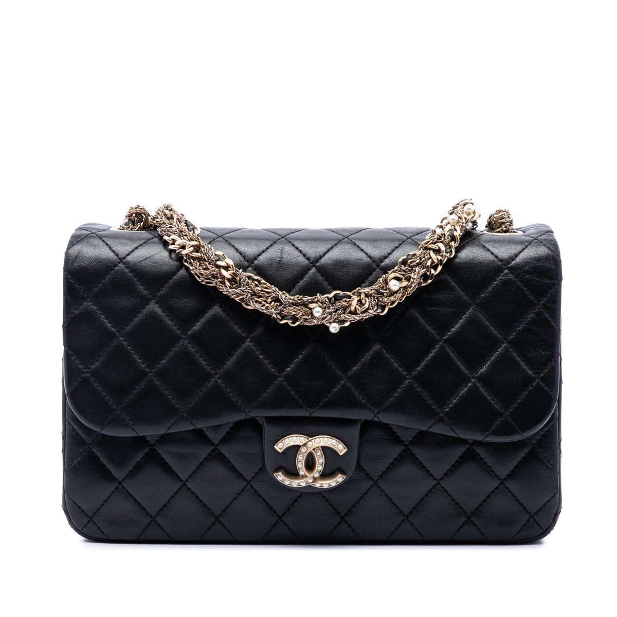 Chanel Medium Quilted Lambskin Westminster Pearl Flap — Black