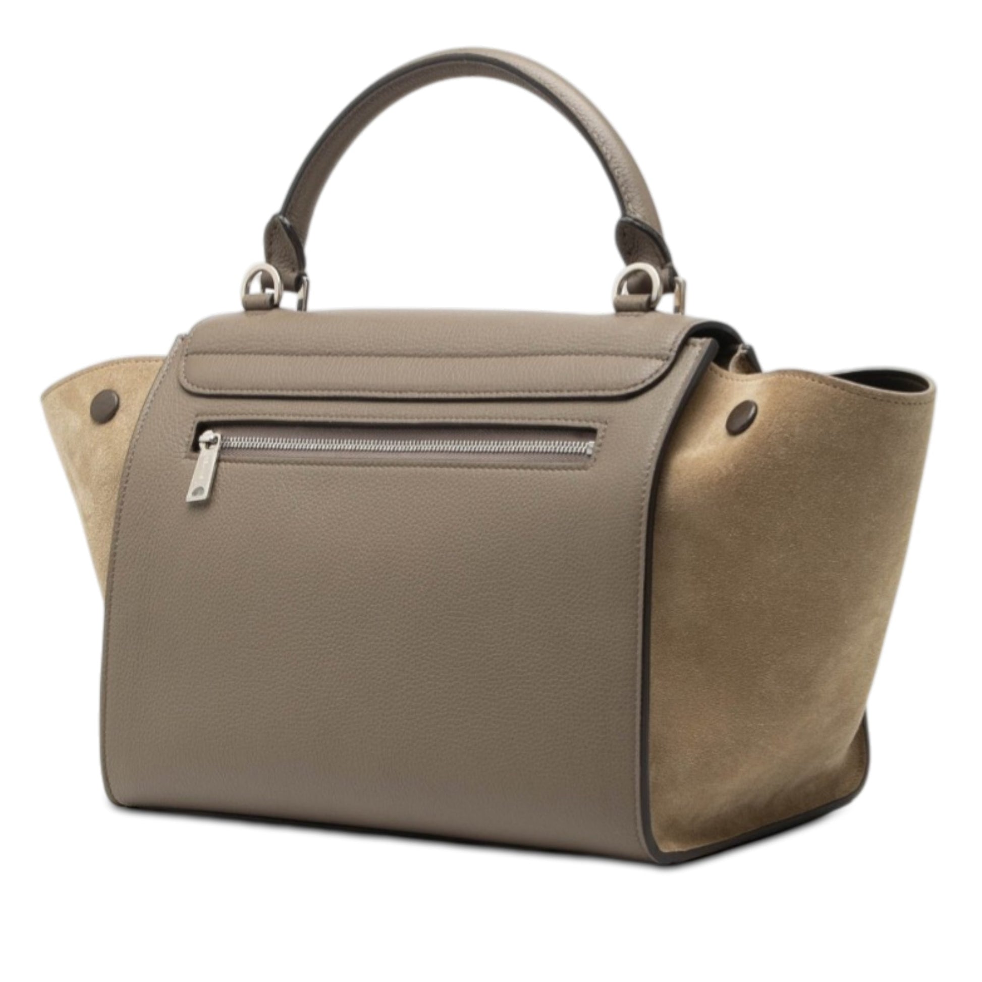 Celine Small Bicolor Calfskin and Suede Trapeze Satchel