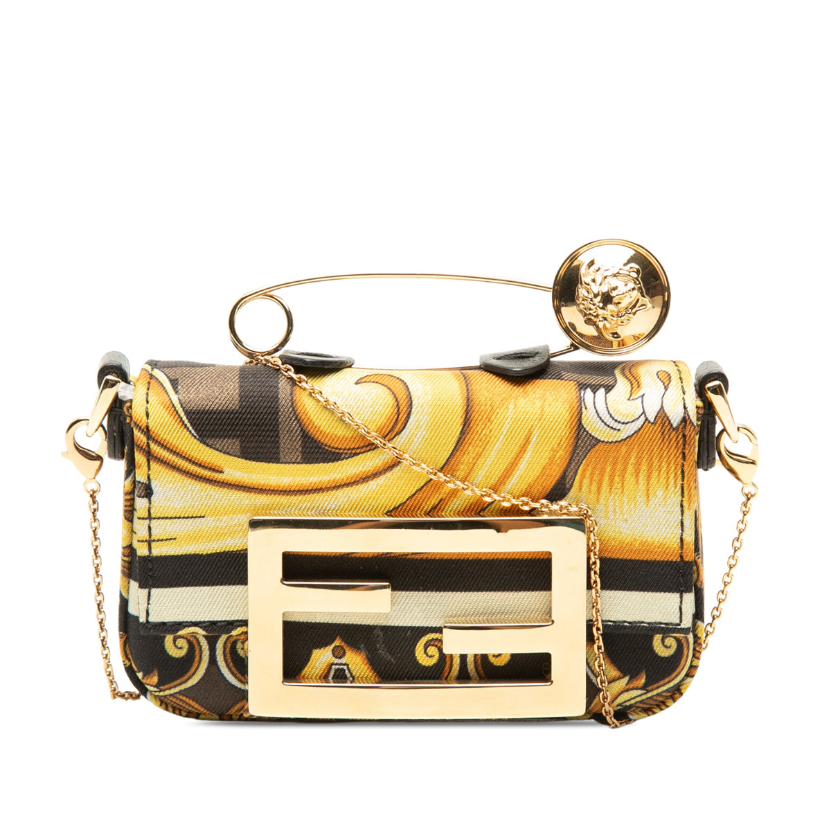 Fendi Fendace Nano Zucca Canvas Baguette