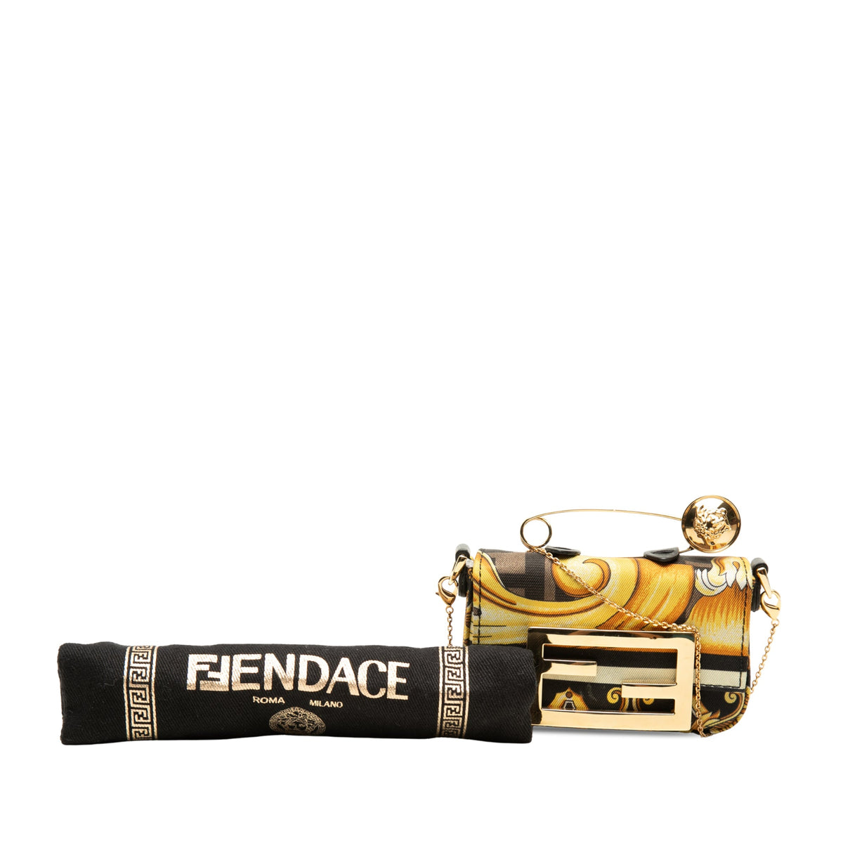 Fendi Fendace Nano Zucca Canvas Baguette