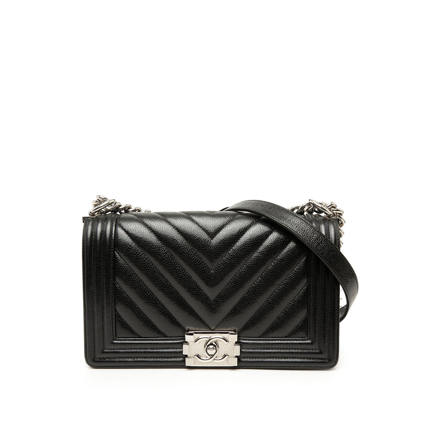 Chanel Old Medium Chevron Caviar Boy Flap