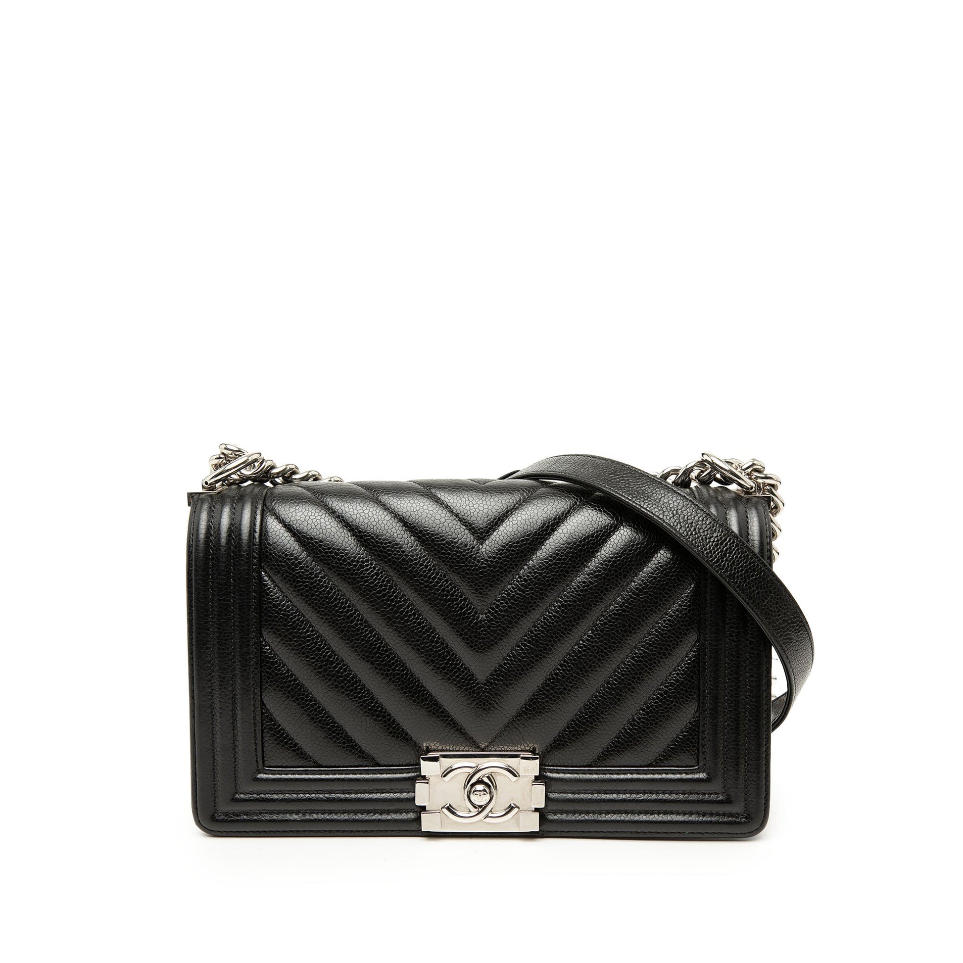 Chanel Old Medium Chevron Caviar Boy Flap