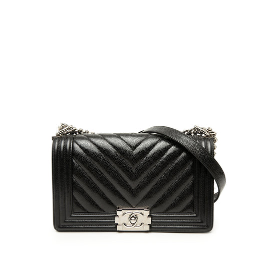 Chanel Old Medium Chevron Caviar Boy Flap