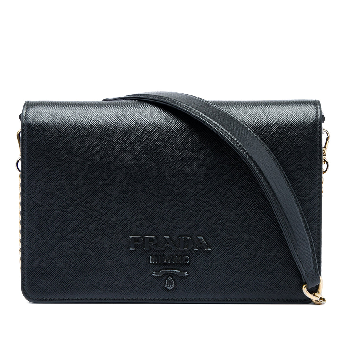 Prada Saffiano Lux Monochrome Wallet on Chain
